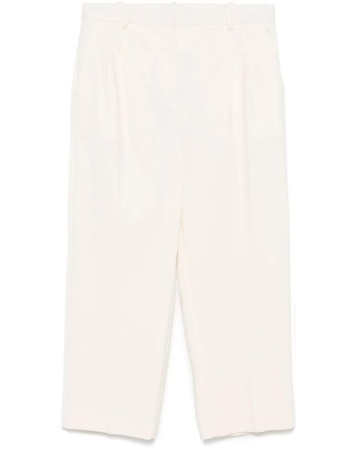 Circolo 1901 White Pleat-Detail Trousers