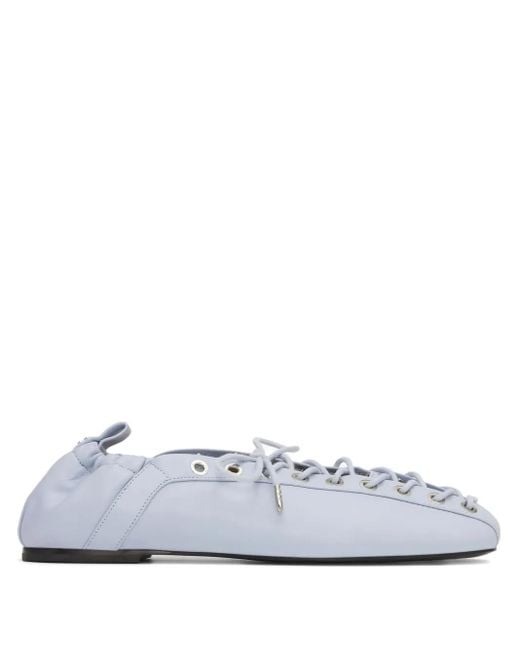 Ganni White Lace-Up Ballet Flats