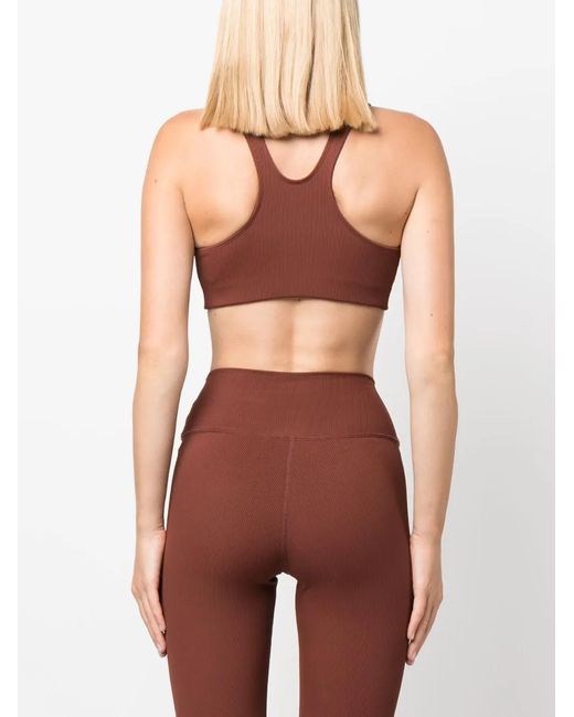 Sporty & Rich Brown Logo-Print Sports Bra