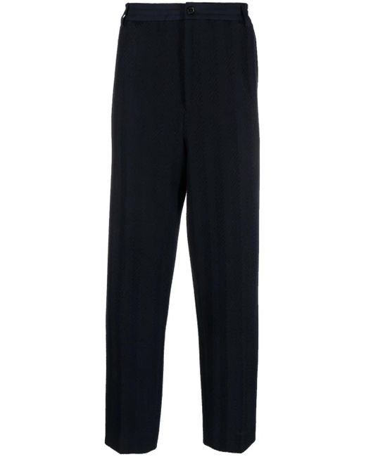 Missoni Blue Chevron-Knit Straight-Leg Trousers for men