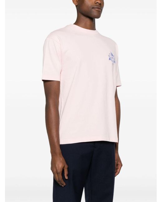 Drole de Monsieur Pink Logo-print Cotton T-shirt for men