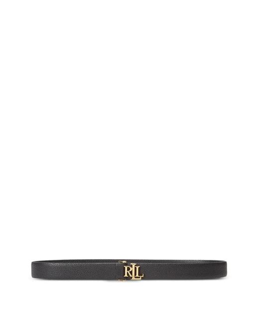 Ralph Lauren White Logo-Plaque Pebbled-Leather Belt