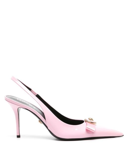 Versace Pink Gianni Ribbon 85mm Leather Pumps