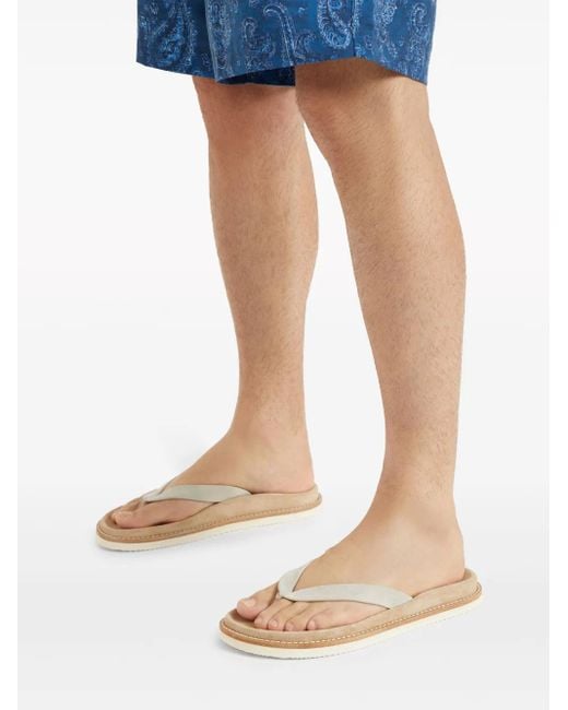 Brunello Cucinelli Natural Nubuck Flip Flops for men