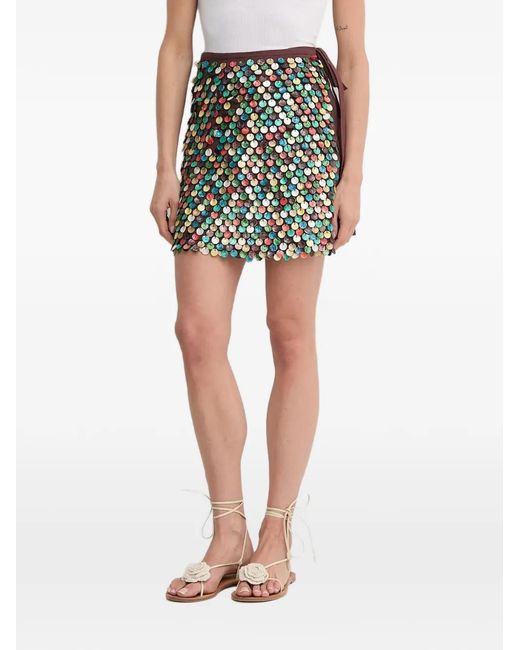 Never Fully Dressed Women's Green Sequin Embellished Short Skirt -  www.rajagirimanappuram.com