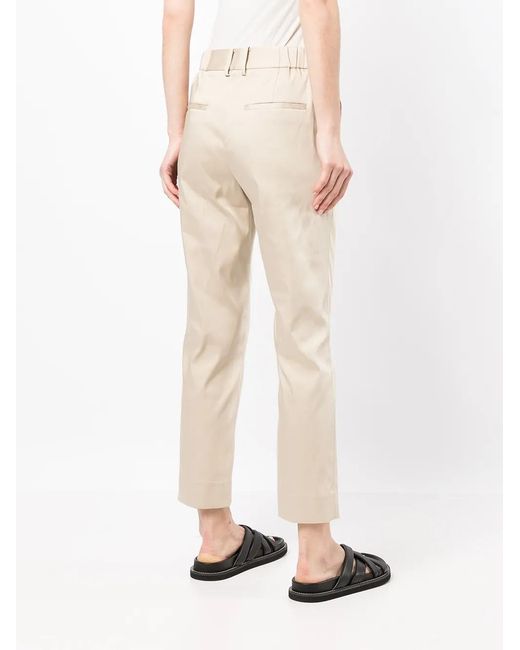 GOODIOUS Natural Cropped Tailored-Cut Trousers