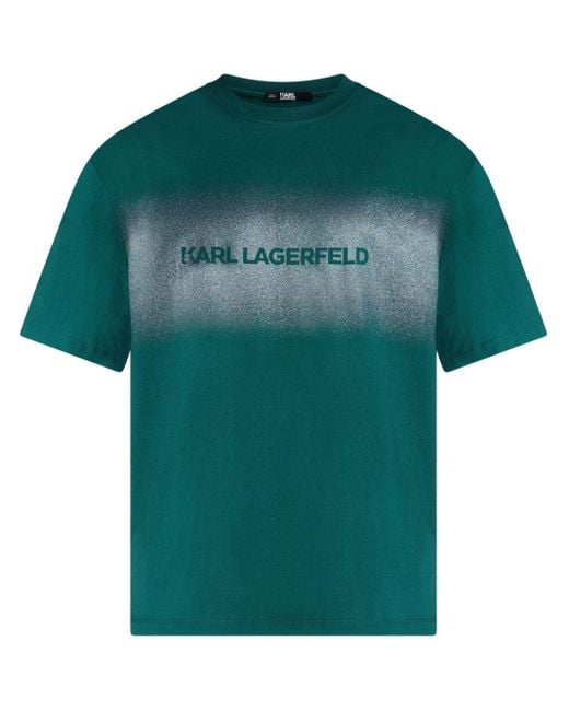 Karl Lagerfeld Green Logo-jacquard Cotton T-shirt for men