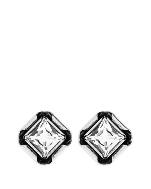 Givenchy White Deconstructed Crystals Crystal-Embellished Square Earrings