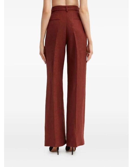Gabriela Hearst Brown Norman Belted-Waist Trousers