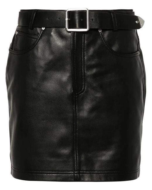 Pinko Black Grenada Leather Mini Skirt