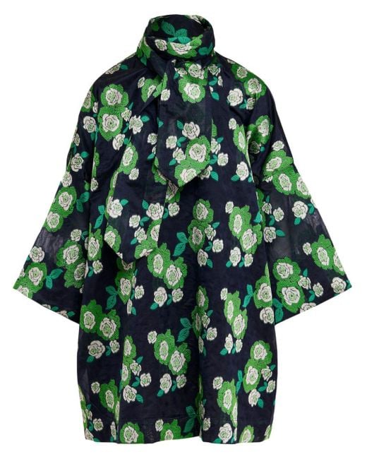 Essentiel Antwerp Green Grenadine Floral-Print Mini Dress