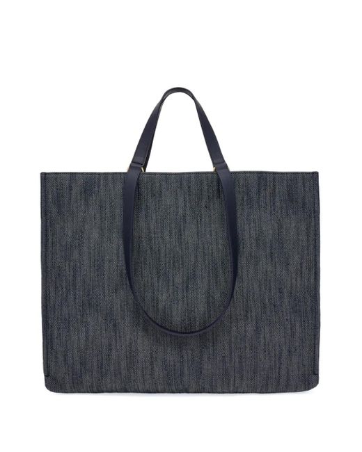 Ferragamo Black Large Venna Logo-Embroidered Tote Bag