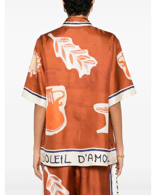 ALÉMAIS Orange Soleil D'Amour Hemd mit grafischem Print