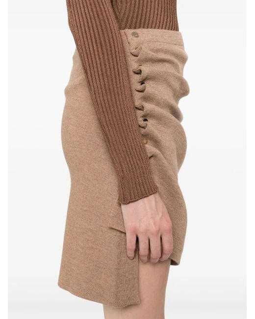Rabanne Gesmockte Mini-Rok in het Natural