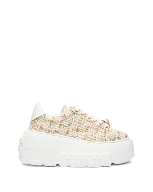 Casadei White Nexus Bouclé Sneakers