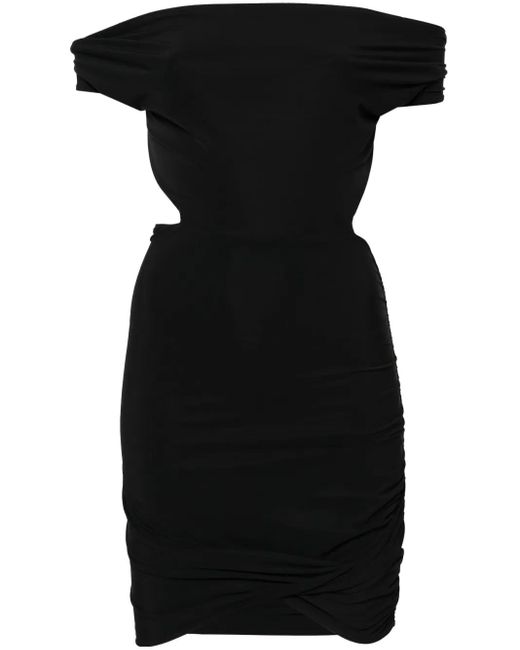 Amazuìn Black Ester Cowl-Neck Minidress