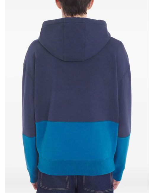 Maison Kitsuné Blue Colourblock-Design Logo-Patch Hoodie for men