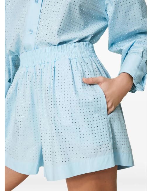 Twinset Blue Crystal-Embellishment Shorts