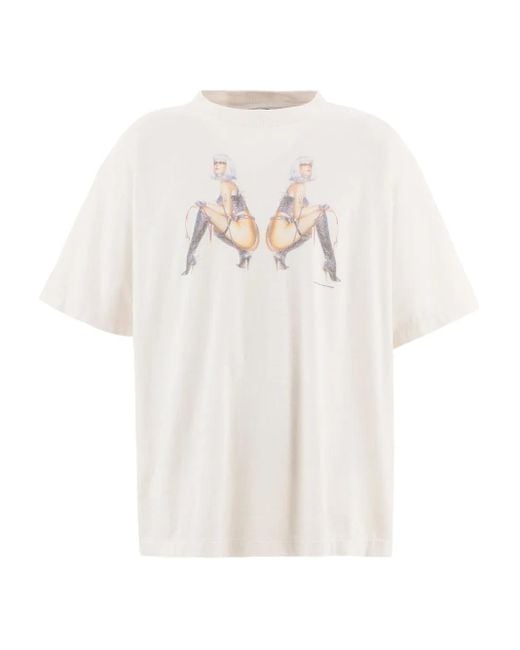 SAINT Mxxxxxx White Graphic-Print Cotton T-Shirt for men