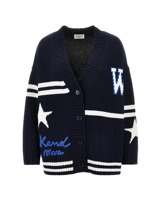 Weekend by Maxmara Blue Intarsia-Knit Star-Motif Cardigan