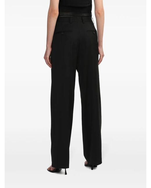 Helmut Lang Black Pleat Detailing Tailored Trousers