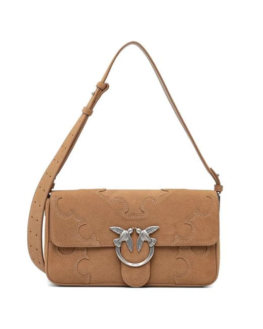 Pinko Brown Love Bag One Slouchy Medium Shoulder Bag