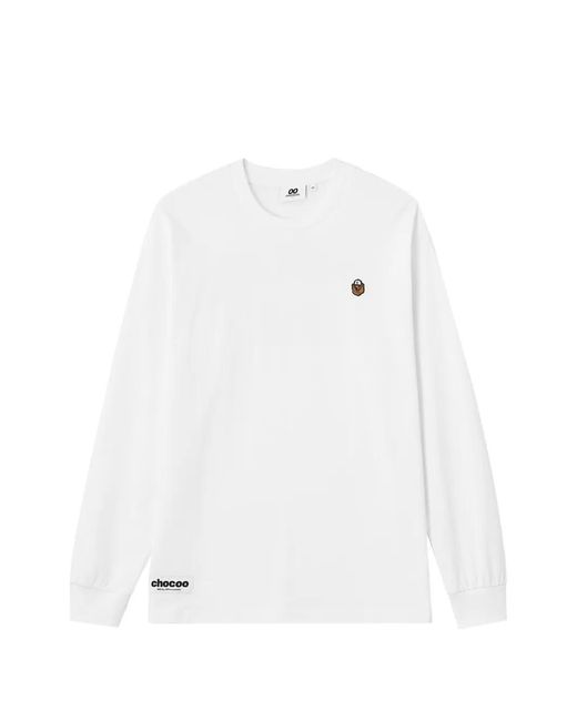 Chocoolate White T-Shirt Longues Manches À Patch Logo for men