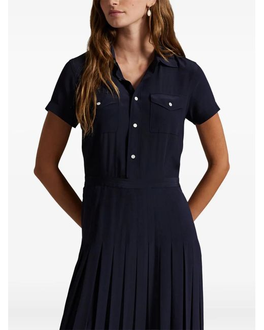 Polo Ralph Lauren Blue Short Sleeve Long Dress With Logo
