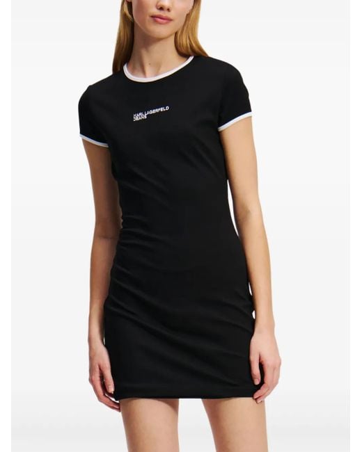 Karl Lagerfeld Jurk Met Geborduurd Logo in het Black