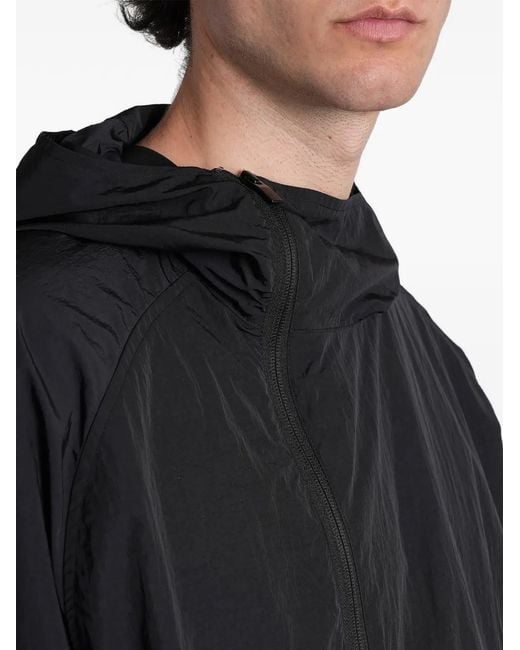 Attachment Black Asymmetric-Zip Hooded Jacket for men