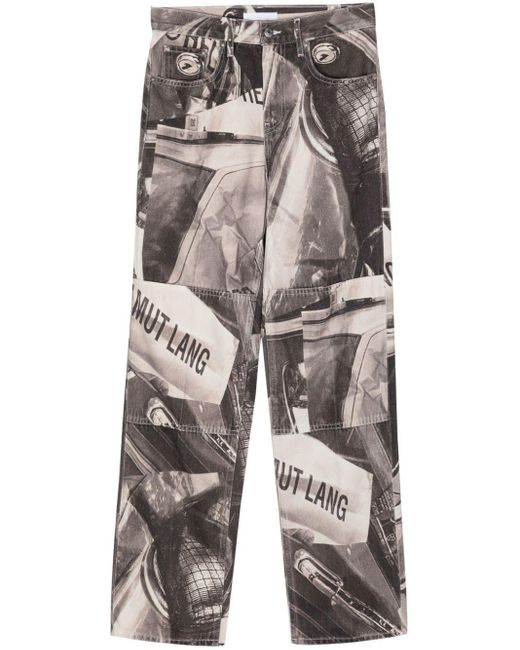 Helmut Lang Gray All-over Photographic-print Jeans