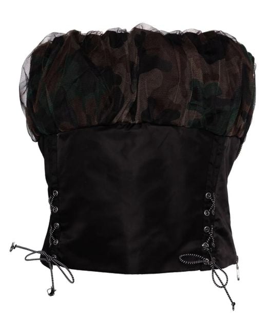 ANDERSSON BELL Black Isla Shirred Crop Bustier