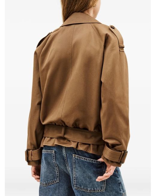 Ba&sh Natural Winnie Belted Double-Breasted Trench Coat