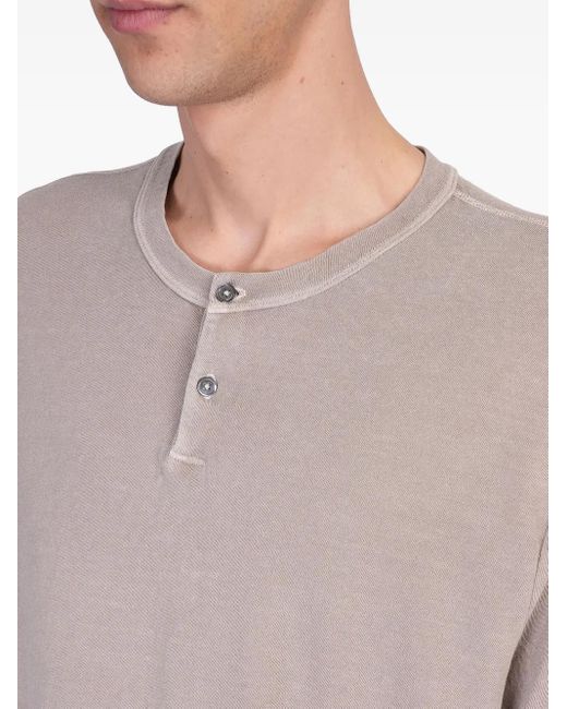 James Perse Gray Cotton Henley T-Shirt for men