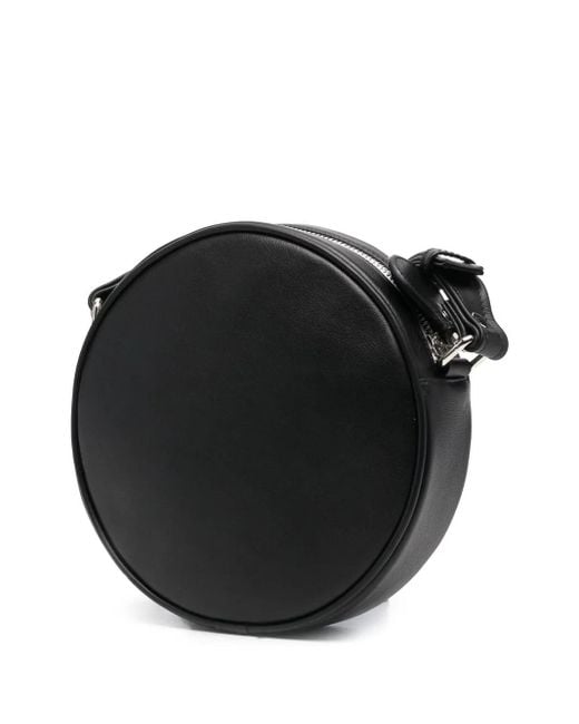 Courreges Black Logo-Embossed Rounded Crossbody Bag