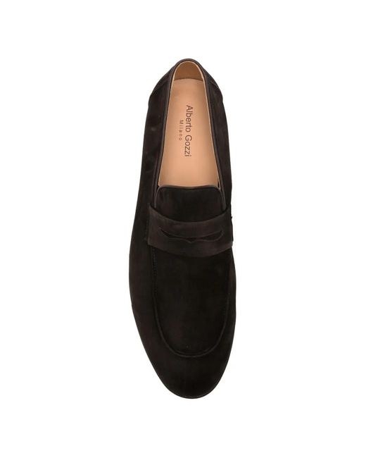 Alberto Gozzi Black Almond-Toe Loafers for men