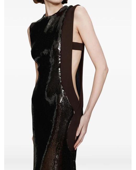 Christopher Esber Black Opaline Sequin Cutaway Dress