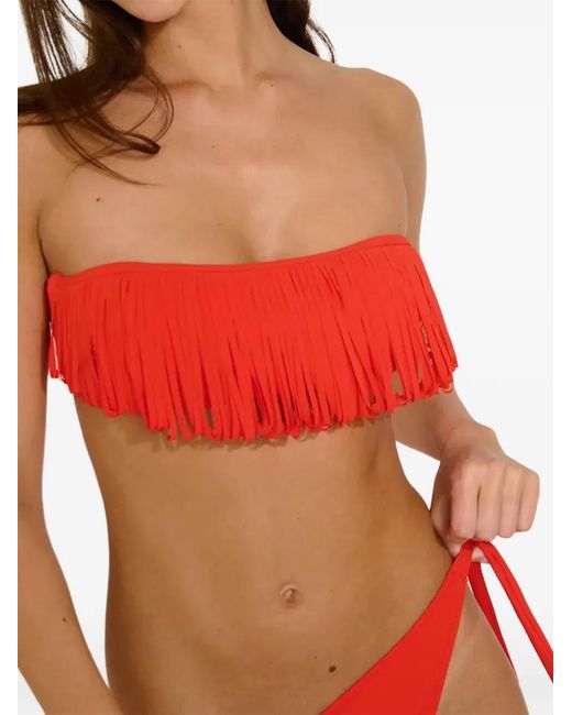 Banana Moon Red Westo Fringes Bandeau Bikini Top