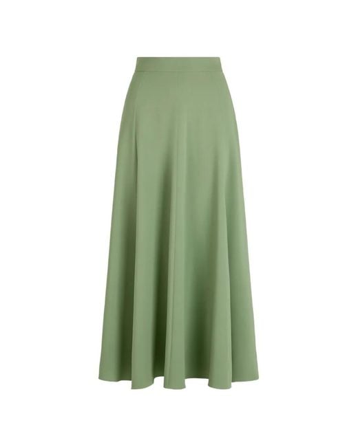 Oscar de la Renta Green Georgette Flared Maxi Skirt