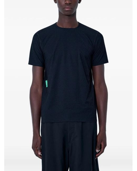 District Vision Blue Textured-Finish T-Shirt for men
