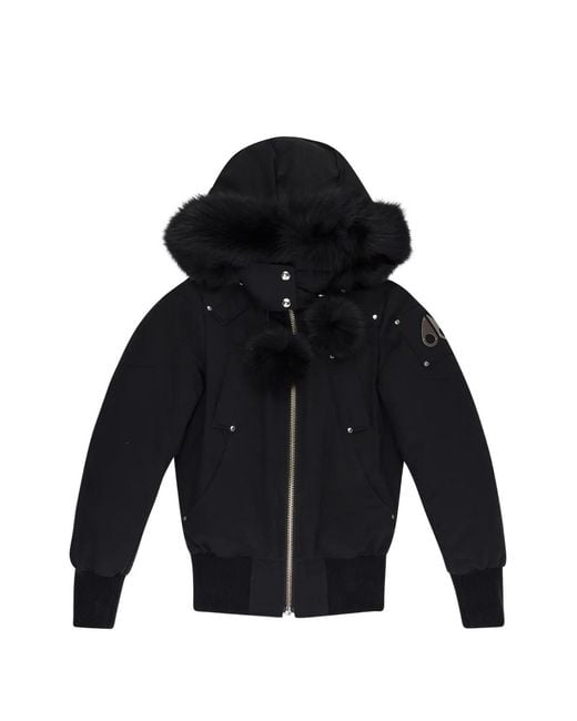 Moose Knuckles Blue Debbie Shearling-Trim Bomber Jacket