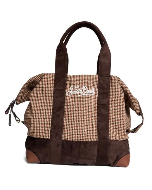 Mc2 Saint Barth Brown Houndstooth-Pattern Duffle Bag for men