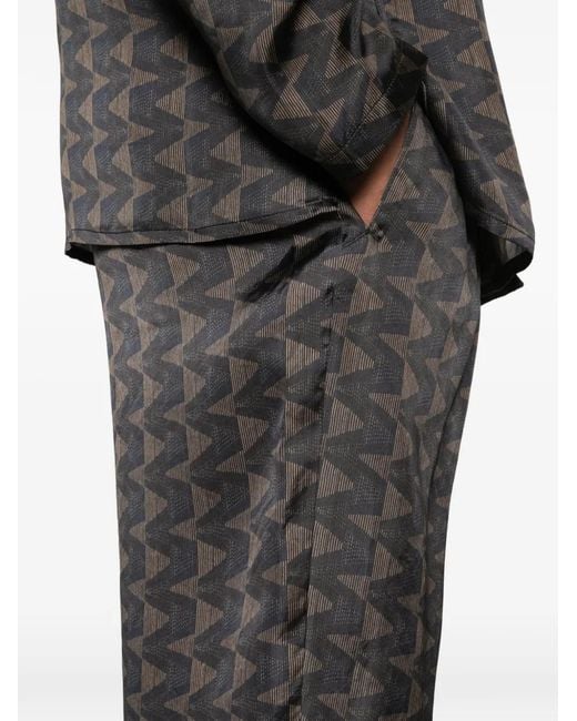 Giorgio Armani Gray Geometric-Pattern Trousers for men