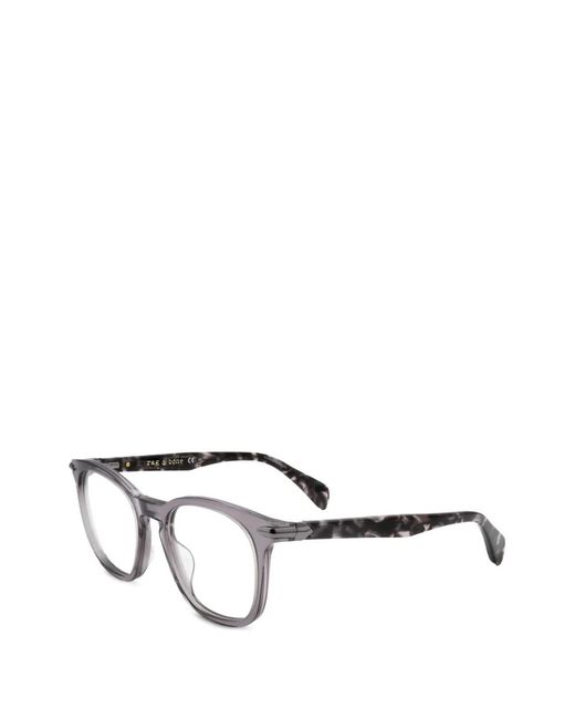 Rag & Bone White Tortoiseshell-Effect Square-Frame Glasses