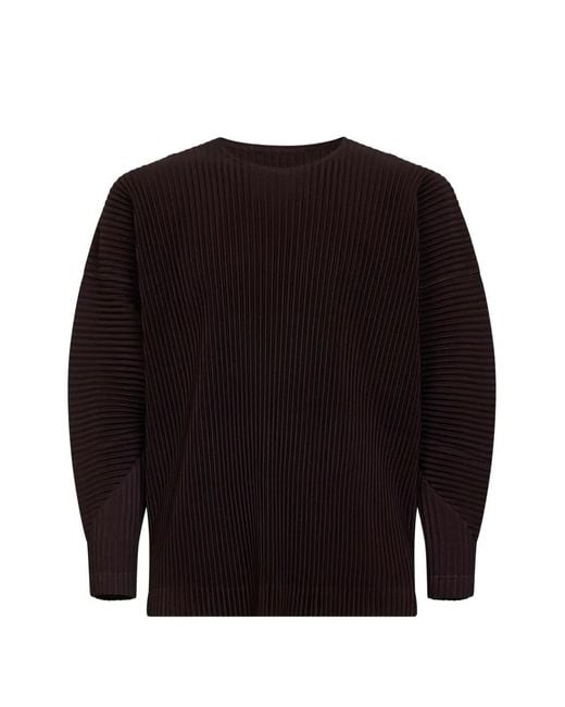 Homme Plissé Issey Miyake Black T-Shirt Plissé À Manches Longues for men