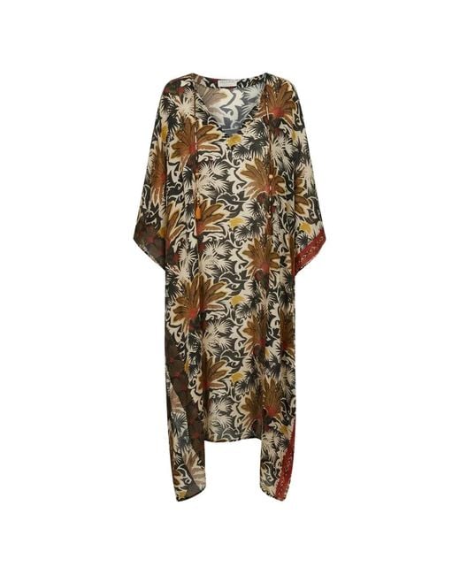 Anjuna Natural Caftan Fleuri À Lien De Resserrage