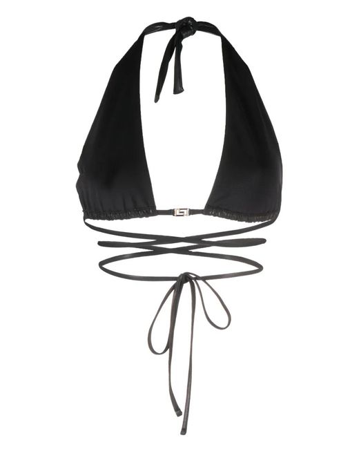 Versace Black Greca-Detailed Triangle Bikini Top