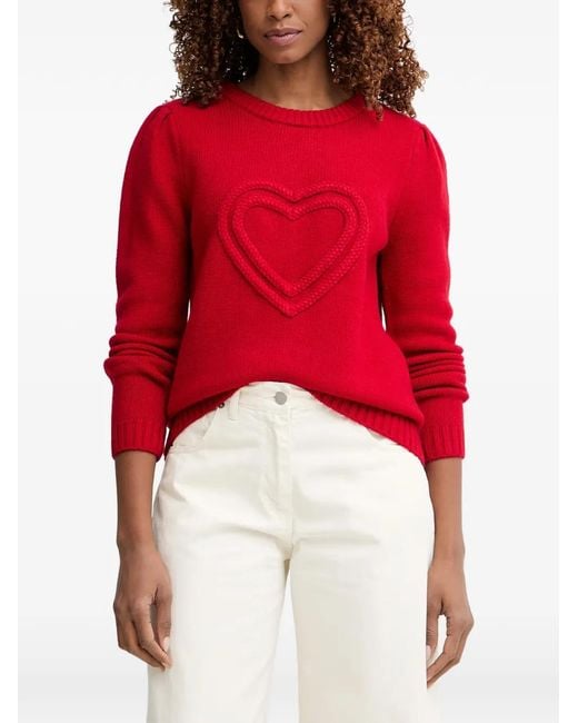 Morgan Red Heart-Motif Puff-Sleeve Sweater