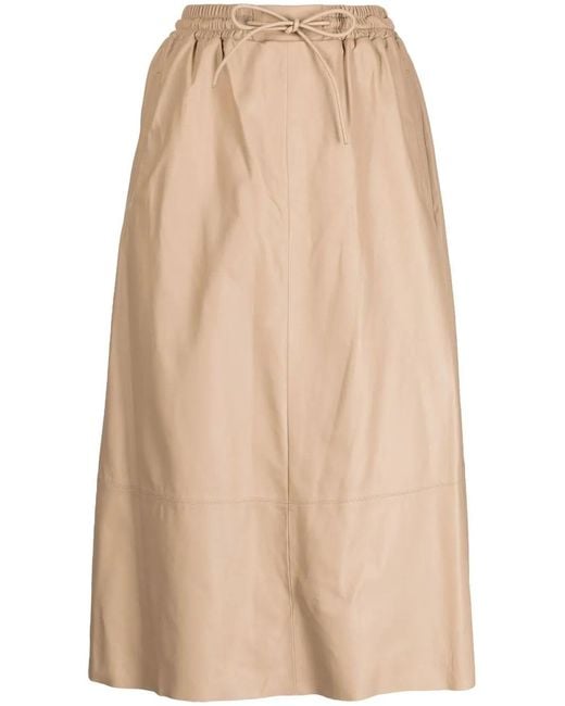 Yves Salomon Natural Leather Flared Skirt