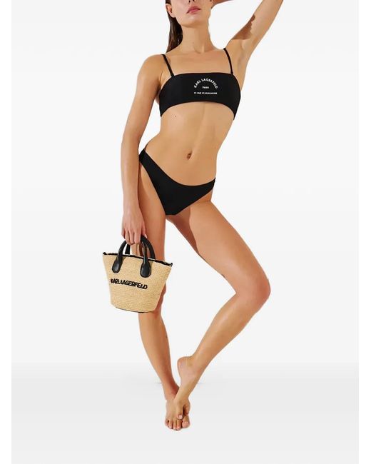 Karl Lagerfeld Black Logo-Print Bikini